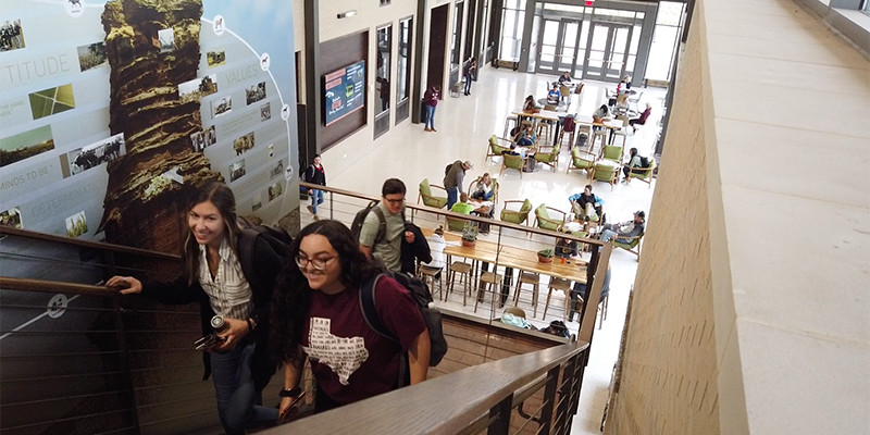 students on stairs